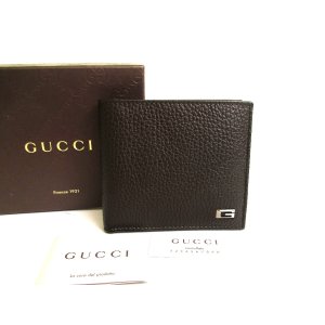 Photo: GUCCI Dark Brown Leather Bifold Bill Wallet #a791