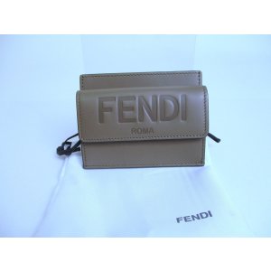 Photo: FENDI ROMA Grege Leather Gold H/W Coin Purse Credit Card Holder #a798