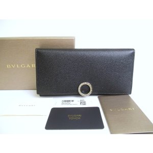 Photo: BVLGARI Black Leather Logo Clip Flap Long Wallet #a800