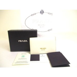 Photo: PRADA White Soft Leather Card Case Card Holder #a801