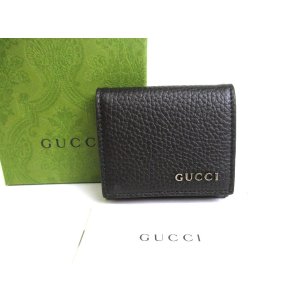 Photo: GUCCI Metal Logo Black Leather Coin Purse #a806