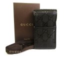 Photo: GUCCI Imprimee Black Coating Canvas and Leather Cigarette Case #a807