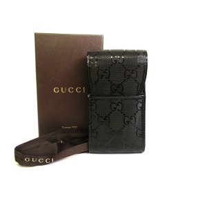 Photo: GUCCI Imprimee Black Coating Canvas and Leather Cigarette Case #a807