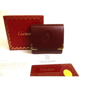 Photo: Cartier Must de Cartier Bordeaux Leather Coin Purse #a811