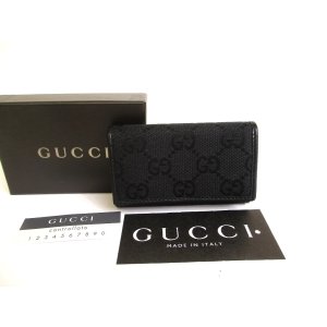 Photo: GUCCI GG Black Canvas and Leather 6 Pics Key Chain #a820