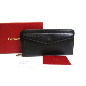Photo: Cartier Must Collection Black Leather Round Zip Wallet Purse #a822