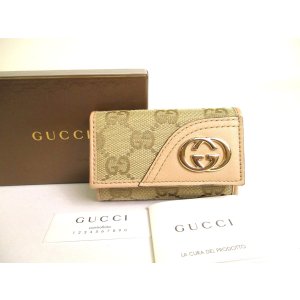 Photo: GUCCI Interlocking G GG Canvas Light Pink Leather 6 Pics Key Chain #a824