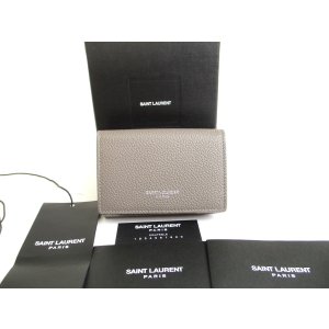Photo: Saint Laurent YSL Gray Leather Trifold Wallet Compact Wallet #a831