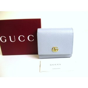 Photo: GUCCI Double G Light Blue Leather Bifold Wallet Compact Wallet #a833