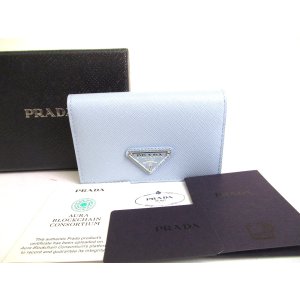 Photo: PRADA Light Blue Saffiano Leather Card Case Card Holder #a834