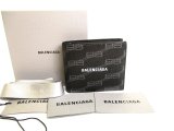 Photo: BALENCIAGA Signature Square Black Leather Bifold Bill Wallet #a837