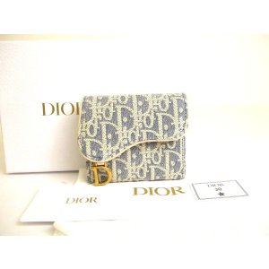 Photo: Christian Dior Cannage Light Blue Trifold Saddle Lotus Wallet #a841