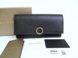 Photo: BVLGARI Black Leather Logo Clip Bifold Long Wallet #a842