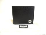 Photo: GUCCI GG Black Green Leather Bifold Wallet Compact Wallet #a845