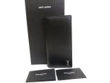 Photo: Saint Laurent Paris Silver YSL Motif Black Leather Long Flap Wallet #a848
