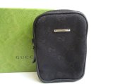 Photo: GUCCI Black GG Canvas Cigarette Case Pouch #a860