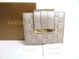 Photo: GUCCI GG Metal Guccissima Gray Signature Leather Bifold Wallet #a879