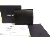 Photo: PRADA Saffiano Black Leather Coin Case Purse #a883