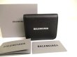 Photo1: BALENCIAGA Black Leather Bifold Wallet Compact Wallet #a898