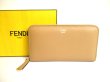 Photo1: FENDI Peekaboo Beige Leather Zip Around Long Wallet #a899