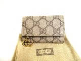 Photo: GUCCI GG Coating Canvas Wine Red Leather 6 Pics Key Chain #a902