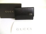 Photo: GUCCI Metal G Black Leather 6 Pics Key Chain #a905