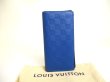 Photo1: LOUIS VUITTON Damier Infini Blue Leather Wallet Portefeuille Brazza #a912