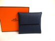 Photo1: HERMES Blue nuit Veau Epson Leather Coin Purse Bastia #a919