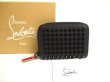 Photo1: Christian Louboutin Panettone Black Leather Round Zip Coin Purse #a923