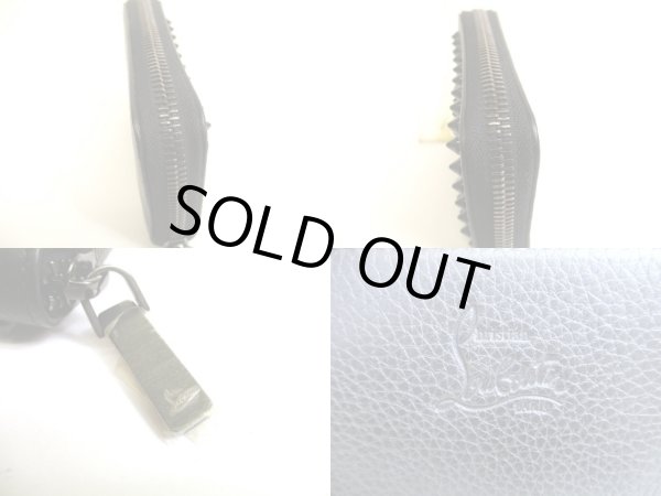 Photo8: Christian Louboutin Panettone Black Leather Round Zip Coin Purse #a923