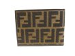Photo2: FENDI Zucca Khaki Canvas Brown Leather Bifold Wallet Compact Wallet #a934