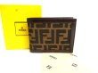 Photo1: FENDI Zucca Khaki Canvas Brown Leather Bifold Wallet Compact Wallet #a935