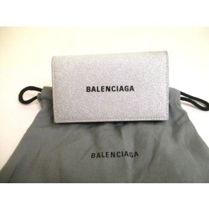 Photo: BALENCIAGA Gray Glitter Leather Silver H/W 6 Pics Key Chain #a936