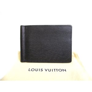 Photo: LOUIS VUITTON Taiga Black Leather Bifold Bill Wallet Purse #a938