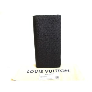 Photo: LOUIS VUITTON Black Taiga Leather Long Wallet Portefeuille Brazza #a939