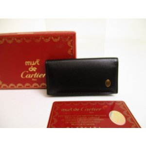 Photo: Cartier Pasha de Cartier Black Leather 4 Pics Key Chain #a943