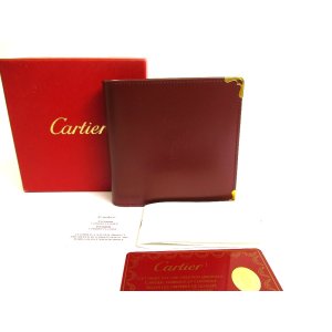 Photo: Cartier Must de Cartier Bordeaux Leather Bifold Wallet Purse #a944