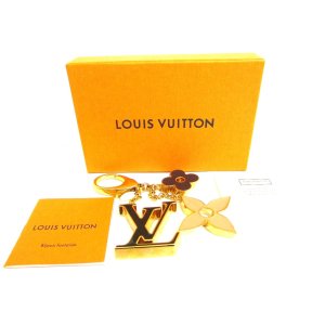Photo: LOUIS VUITTON Gold Bag Charm Key Holder Sac Fleures du #a945