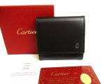 Photo: Cartier Pasha de Cartier Black Leather Silver H/W Coin Purse #a948