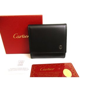 Photo: Cartier Pasha de Cartier Black Leather Silver H/W Coin Purse #a948