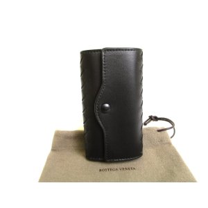 Photo: BOTTEGA VENETA Black Leather Silver H/W 6 Pics Key Chain #a949
