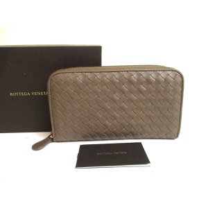 Photo: BOTTEGA VENETA Intrecciato Beige brown Leather Round Zip Wallet Purse #a950