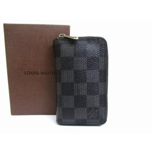 Photo: LOUIS VUITTON Damier Graphite Leather Zippey Coin Purse #a951