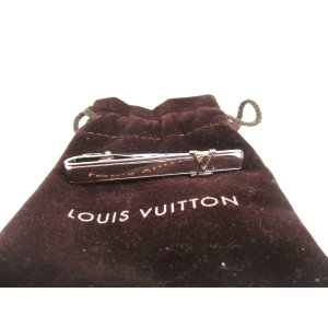 Photo: LOUIS VUITTON Silver Steel LV Motif Necktie Pin Tie Clip #a955