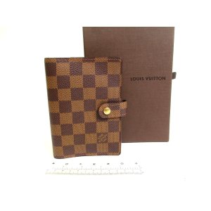 Photo: LOUIS VUITTON Damier Leather Document Holder Small Ring Agenda Cover #a957