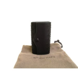 Photo: BOTTEGA VENETA Black Leather Silver H/W 4 Pics Key Chain #a960