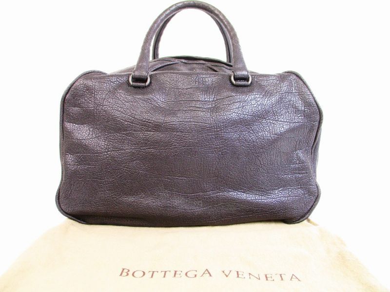 Photo1: BOTTEGA VENETA Goat Leather Metallic Gray Hand Bag Mini Boston Bag #5061