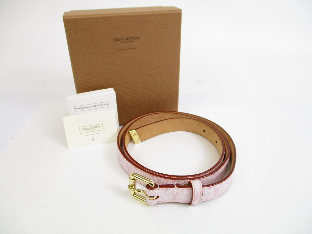 Pjece Merchandising Svække LOUIS VUITTON Limited Monogram Leather Pink Cherry blossom Belt 90 #5600 -  Authentic Brand Shop TOKYO's