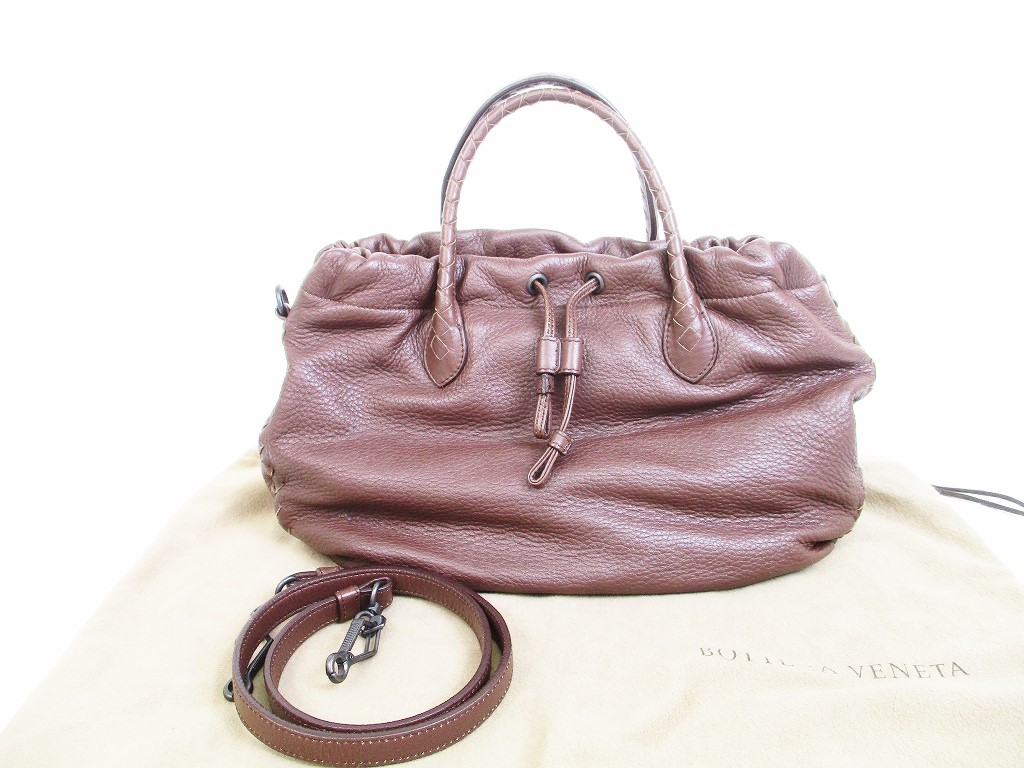 Photo1: BOTTEGA VENETA Intrecciato Leather Dark Brown Hand Bag w/Strap Purse #6281