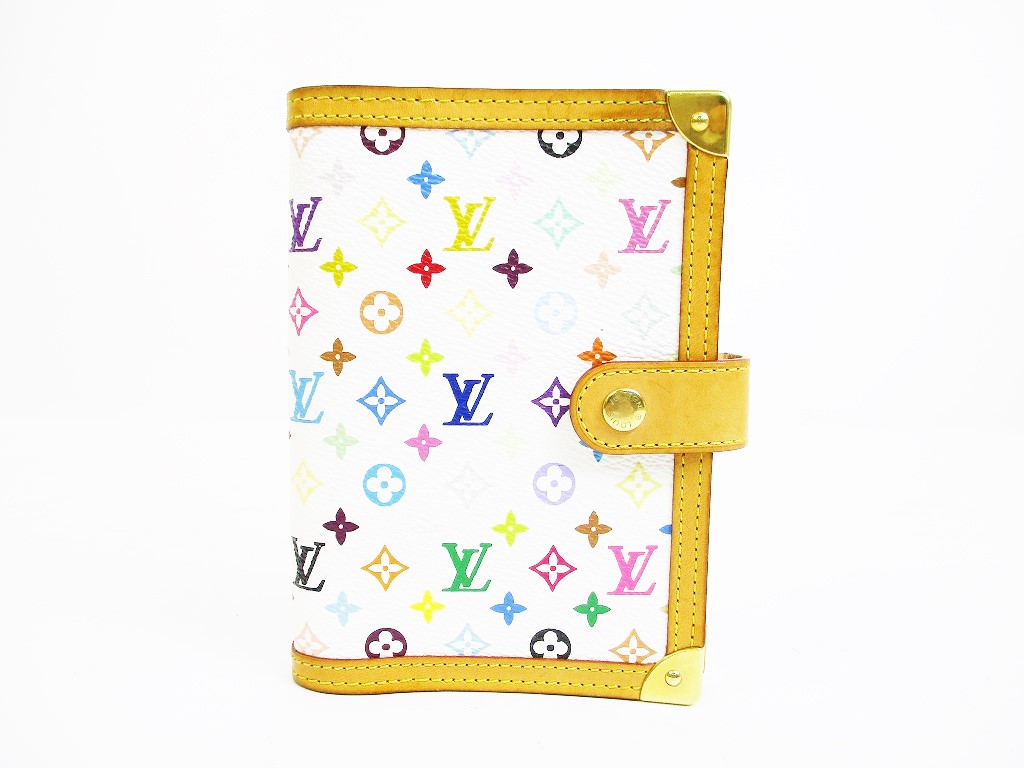 Photo1: LOUIS VUITTON Multi-color Leather White Document Holders Agenda PM #6548